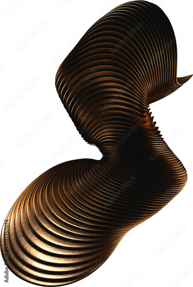Poster layered 3d metallic curvy abstract shape isolated on a transparent background
