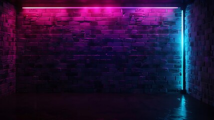 Vibrant purple brick wall. Purple urban city alley way. Busted brick wall. Background or wallpaper....