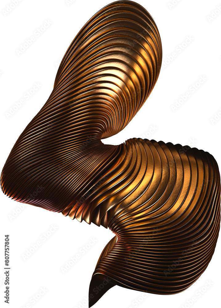 Poster layered 3d metallic curvy abstract shape isolated on a transparent background