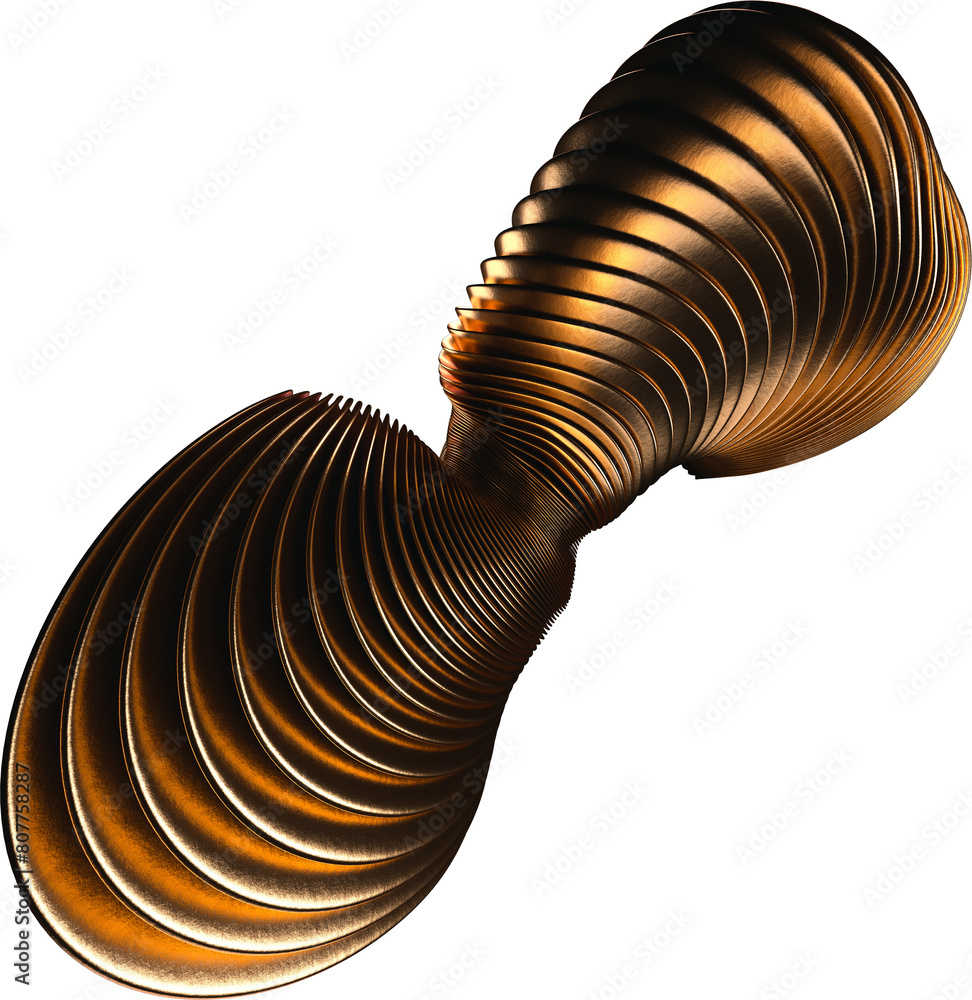 Poster layered 3d metallic curvy abstract shape isolated on a transparent background