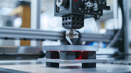 Fototapeta premium Simulate prototype products with 3D printing. Smart factory through Virtual Factory Tour technology.