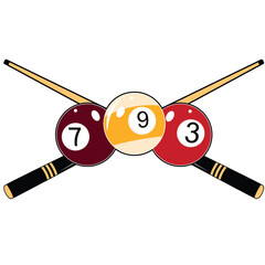 Billiard logo club with crossed cue stick. Cue sports
 icon logo	