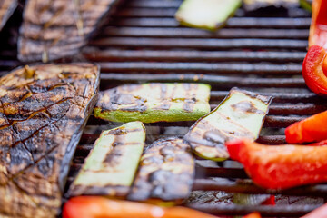 mixed vegetables on the grill.