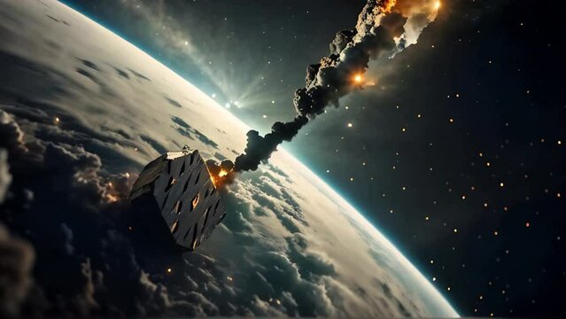 Meteorite entering Earth's atmosphere, igniting upon descent