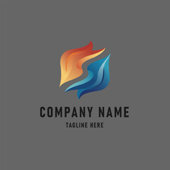 company logo design template vector icon element isolated - blue and orange color