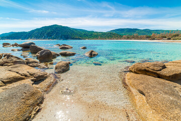 Rocks and turquoise water in springtime