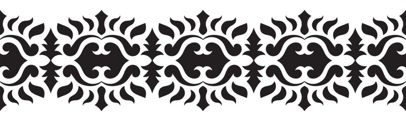 Ethnic seamless border pattern. Ornament vector illustration. Classic ornate element. Baroque floral vintage style. Decorative border design for frame, textile, fabric, clothing, carpet, curtain, rug.