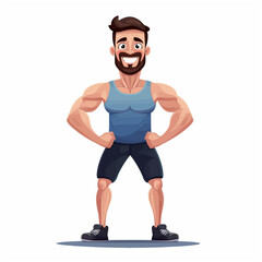 Front view fit man training cartoon Style vector illustration