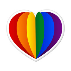 Vector illustration of LGBTQ heart in paper cut effect on transparent background