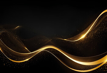 a black background with gold lines and a black background.