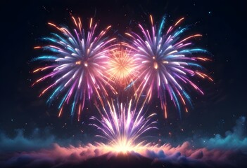 Fototapeta premium Fireworks background: Abstract firework illustration for celebrations