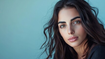 Naklejka premium Beautiful amazing Israel woman on studio background. Copy Space.