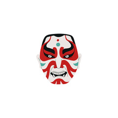 Japanese Kabuki theater kumadori mask vector icon, Asian mythology evil symbol East legend, authentic horror face makeup