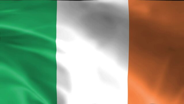 3D illustration of the national flag of Ireland waving, seamless animated background