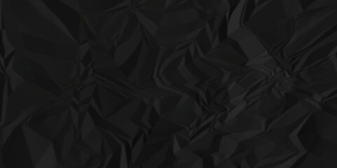 Obraz premium Dark black crumpled paper texture background. black crumpled and top view textures can be used for background of text or any contents. 