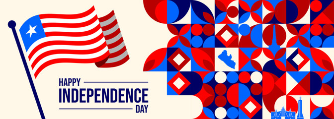 Happy Liberia Independence Day Vector Illustration with Waving flag in National Holiday on July 26