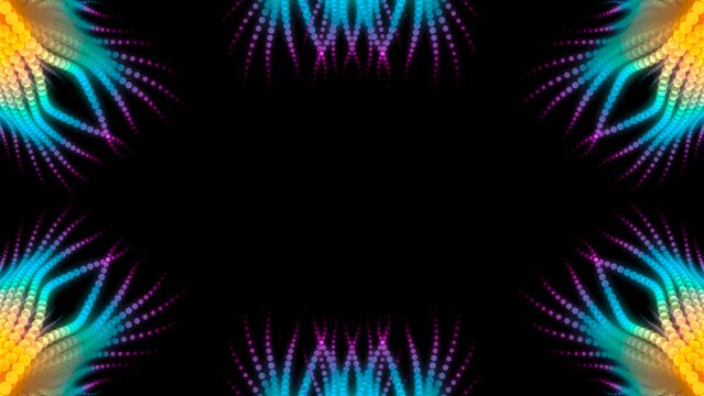 The blue-pink-orange frame on black BG with space for text. A Looping fractal animation.