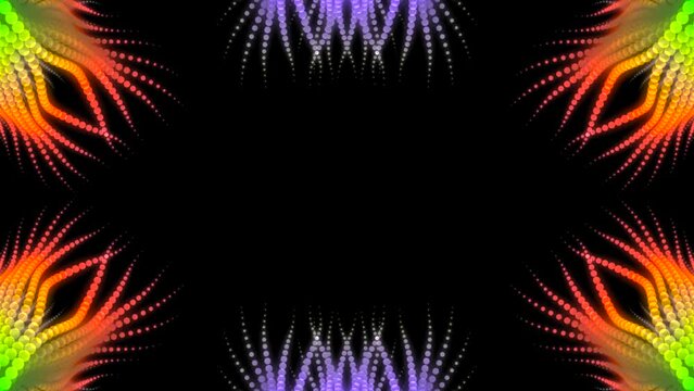 Colourful frame on black BG with space for text, digital looping video. The design fits festivals and celebrations.