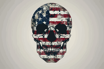 America Flag painted on a skull head Vector Illustration. Made in the USA stamp, T-Shirt grunge graphics.