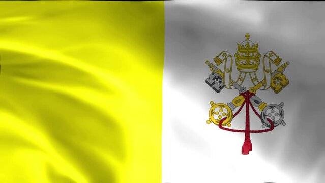 3D illustration of the flag of Vatican City waving, seamless animated background