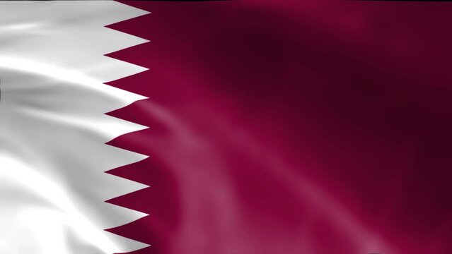 3D illustration of the national flag of Qatar waving, seamless animated background