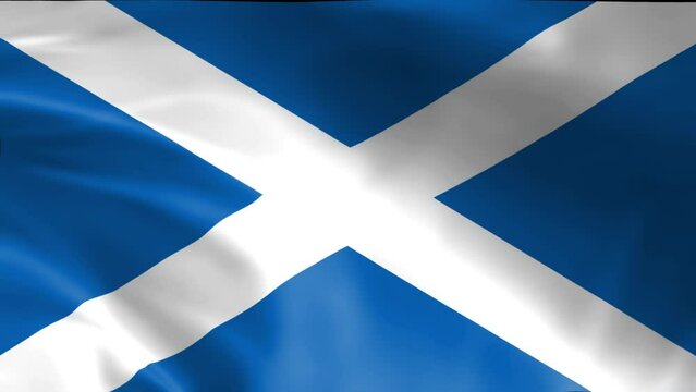 3D illustration of the national flag of Scotland waving, seamless animated background