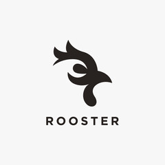 Minimalist simple Rooster head logo icon vector on white background