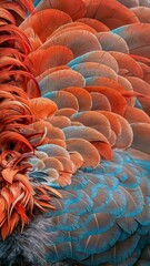 Fototapeta premium Exquisite Close-up of Colorful Macaw Parrot Feathers in Detailed Texture.