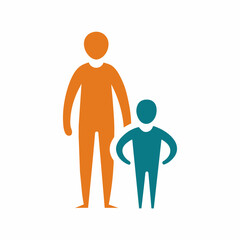  Dad and child standing together vector icon illustration isolated on a white background. Dad and child logo vector icon .