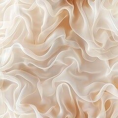 Obraz premium Stylish wedding background beige ruffle bridal dresses. Background illustration of wedding decor. Gentle waves of silk fabric.