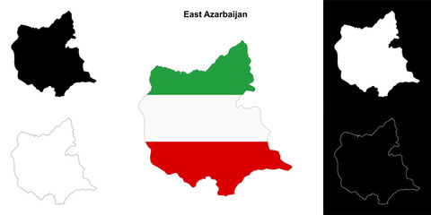 East Azarbaijan province outline map set