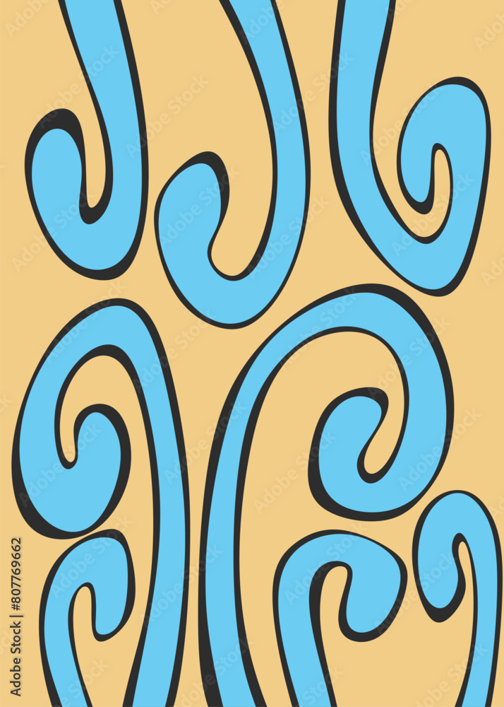 Poster abstract background with curly lines pattern