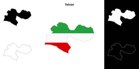 Tehran province outline map set