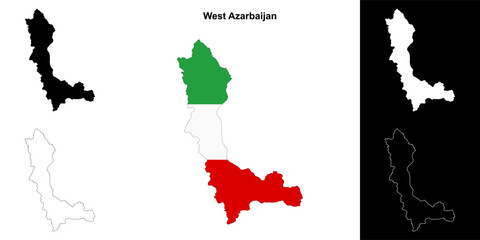 West Azarbaijan province outline map set