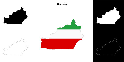 Semnan province outline map set
