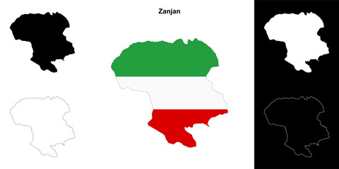 Zanjan province outline map set