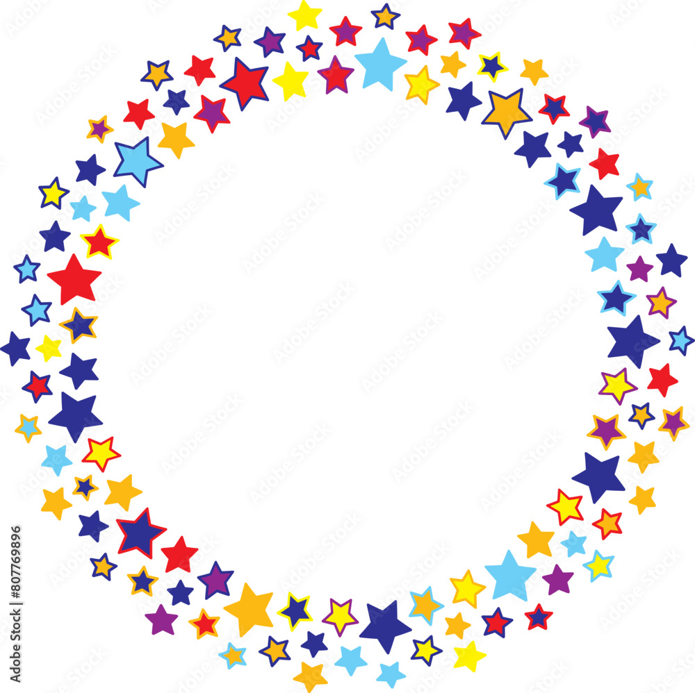 Poster start decoration frame in vector. stars abstract round border.