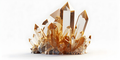 Brown crystal on white background, Radiant 3d Render Of Smoky Quartz Gemstone Background