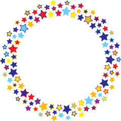 Start decoration frame in vector. Stars abstract round border.