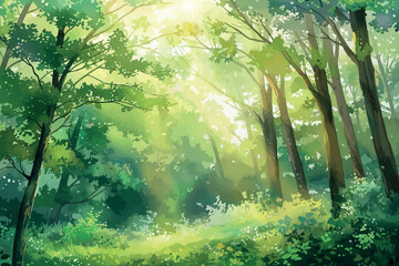 Obraz premium Beautiful foggy morning at the old oaks avenue - digital art