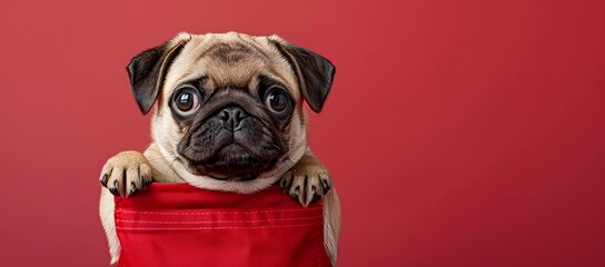 studio photo pug dog funny