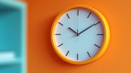 time winter summer concept school management space copy Close o'clock Ten background orange pastel trendy clock wall plain analogue Part autumn white agenda schedule opening hours operation minute