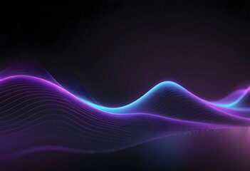 A single beam of light, laser, composed of glowing lines and dots in blue color on a black background. futuristic abstract blue neon light motion technology digital concept, Digital Wave Technology