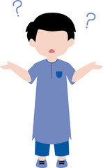 Cute little boy thinking expression gesture