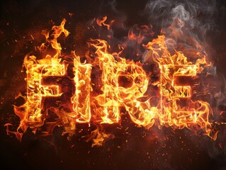 Fire is a word that is written in a fiery font