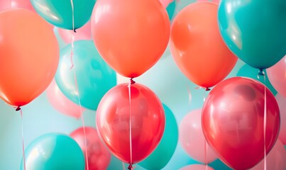 Colorful Celebration Balloons in Pink and Aqua, Generative AI
