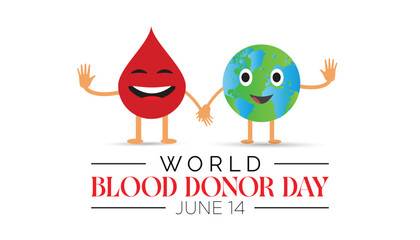 World Blood Donor Day observed every year in June. Template for background, banner, card, poster with text inscription.