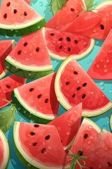 Attractive pattern of watermelon slices for the background