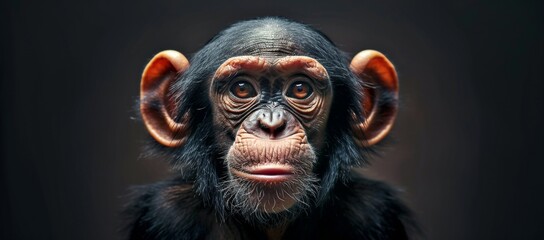 single portrait of a monkey black background - Powered by Adobe
