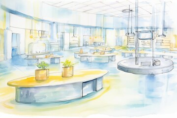 A nuclear research facility with a reactor core simulation room